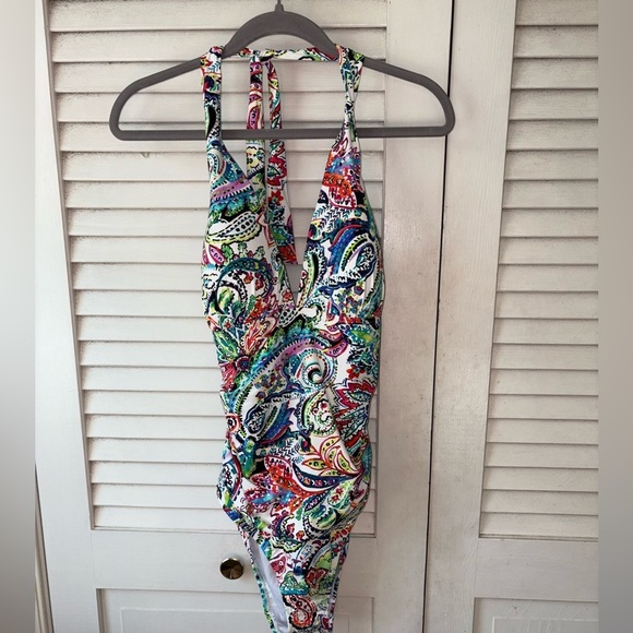 NEW Lauren Ralph Lauren Cabana Paisley Halter Swimsuit One Piece size 14 Beachy - Picture 3 of 10